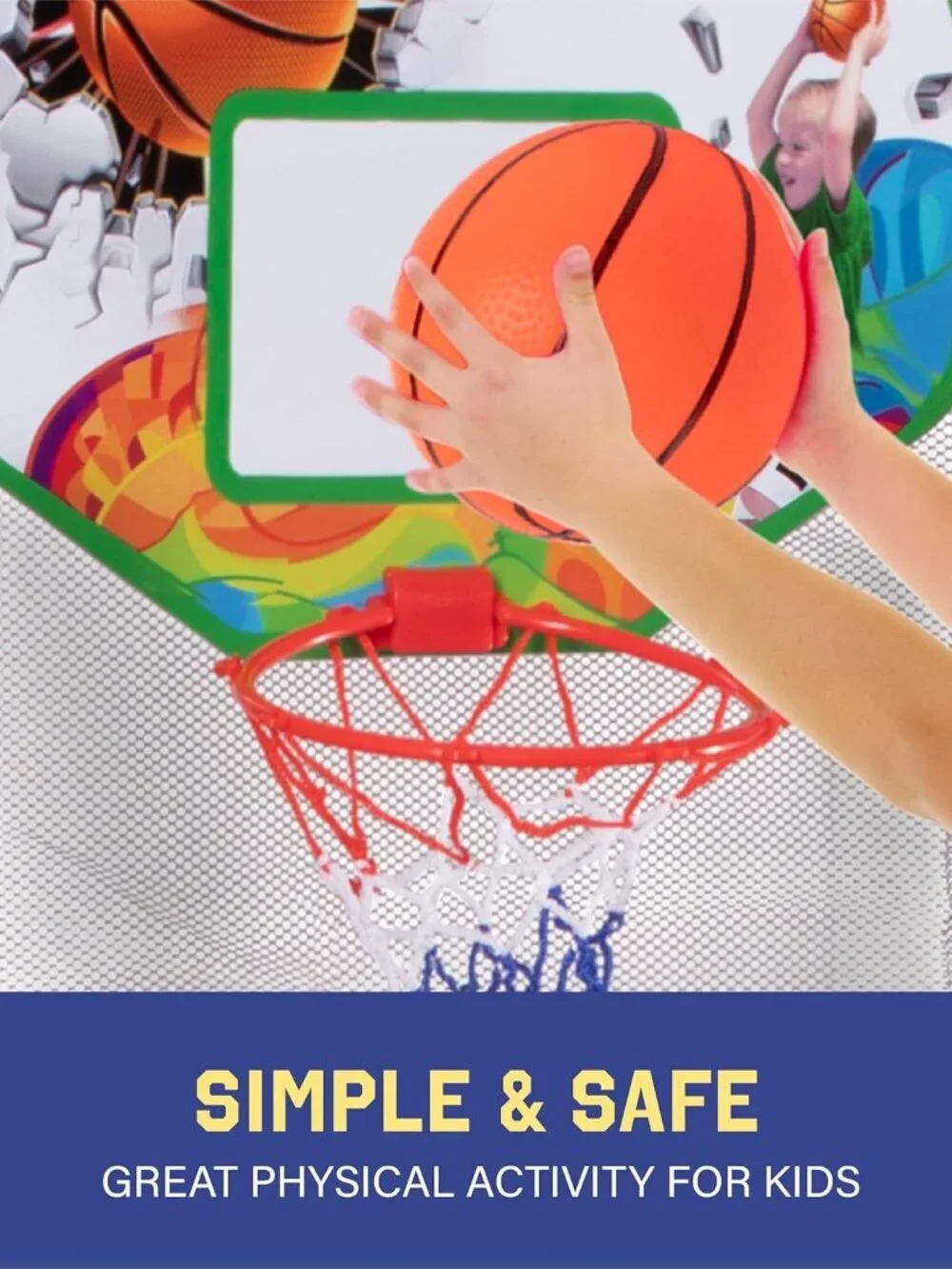 Kids Basketball Arcade Game Indoor Mini Hoop Set w Ball Pump Single Shot